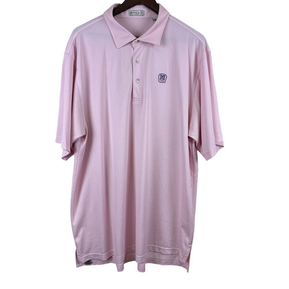 Peter Millar Men's Polo Shirt Pink Short Sleeve Button  Golf Activewear XXL